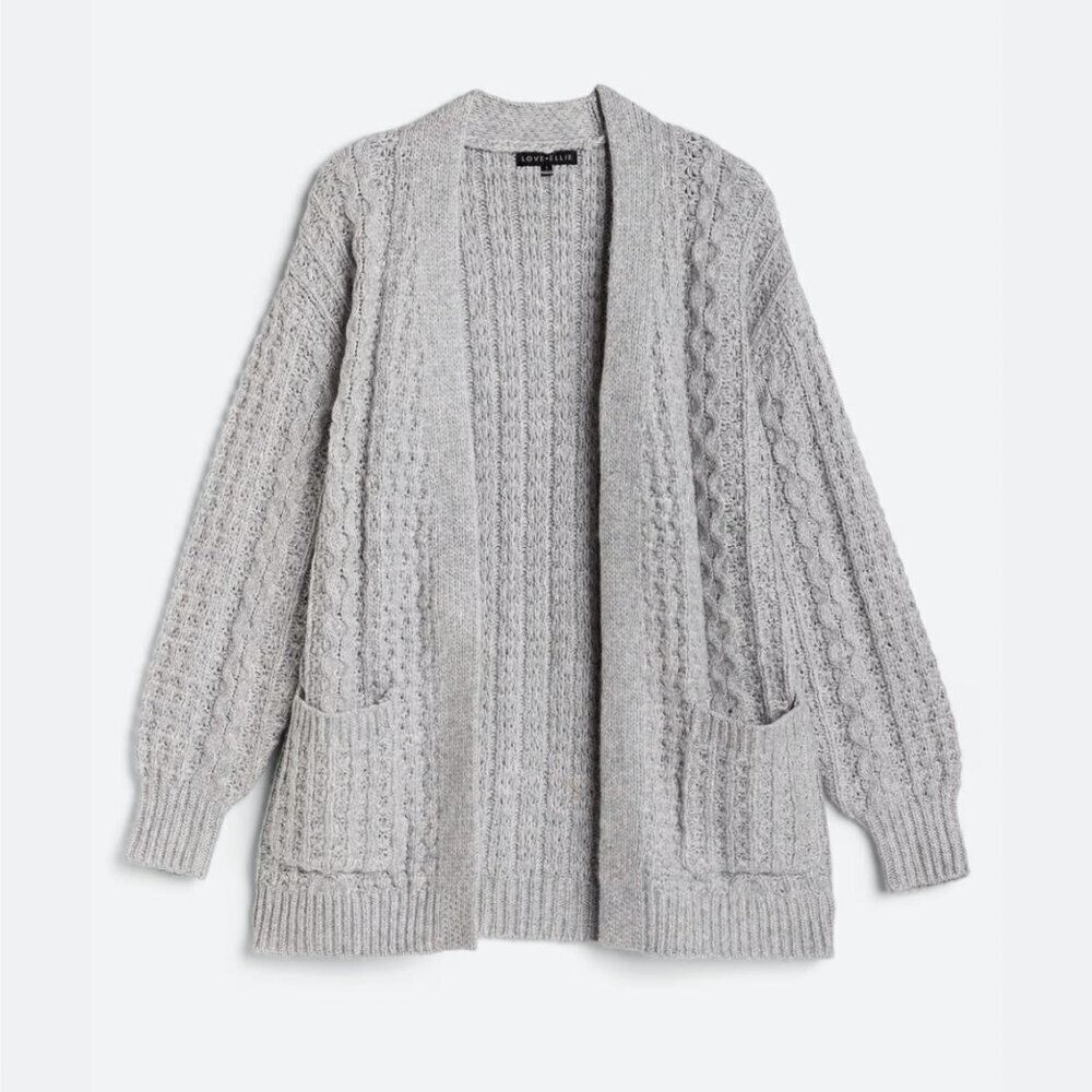 Love Ellie Gray Silva Recycled Long Sleeve Chunky Knit Cardigan Sweater